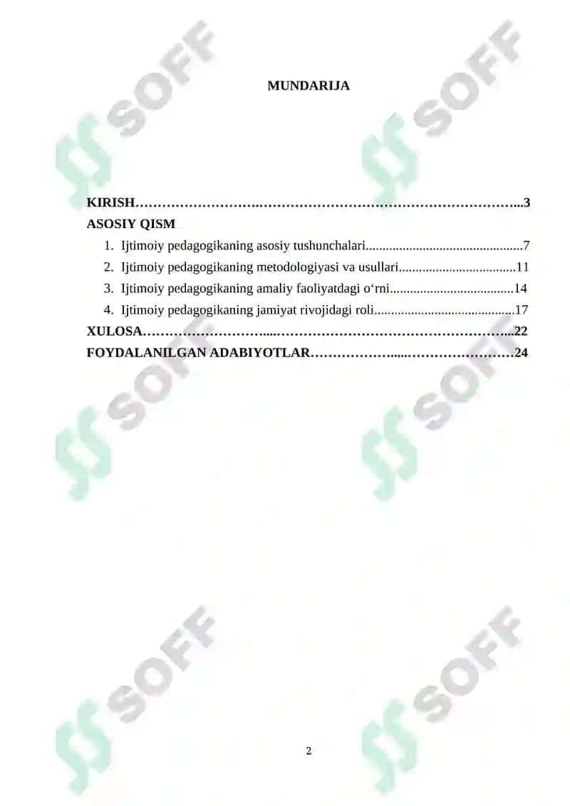 Ijtimoiy Pedagogika Fanidan Kurs Ishi 2
