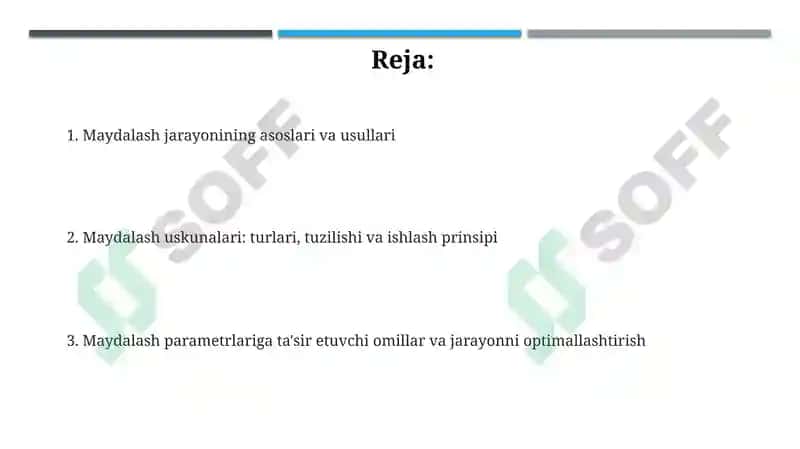 Maydalash jarayonining asoslari va usullari 2