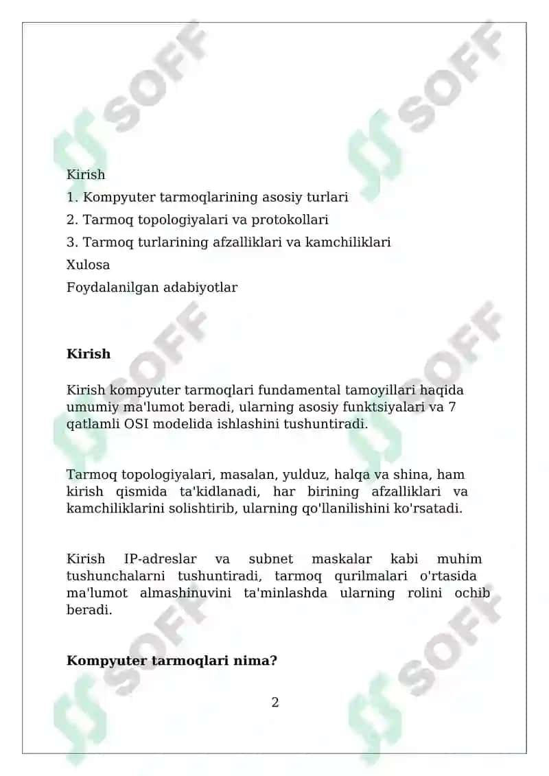 Kompyuter tarmoqlarining asosiy turlari 2