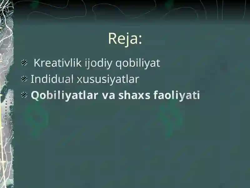 Qobiliyatlar va Shaxs Faoliyati 2