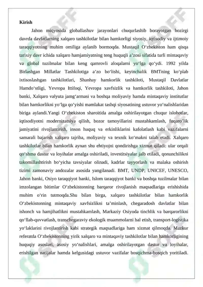 Xalqaro Tashkilotlar bilan Hamkorlik 2