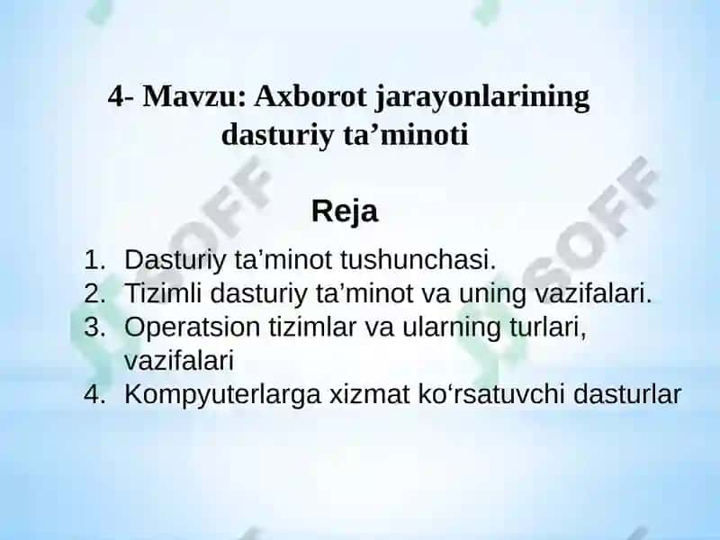 Axborotjarayonlarining dasturiy ta’minoti 2
