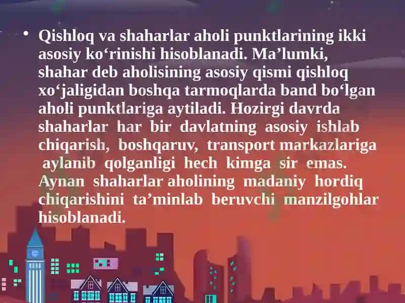 Jahonmamlakatlarining urbanizatsiyasi 2