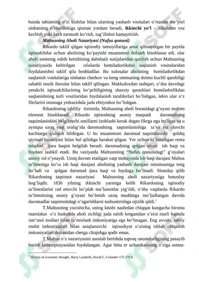 T.Maltusning iqtisodiy qarashlari 2
