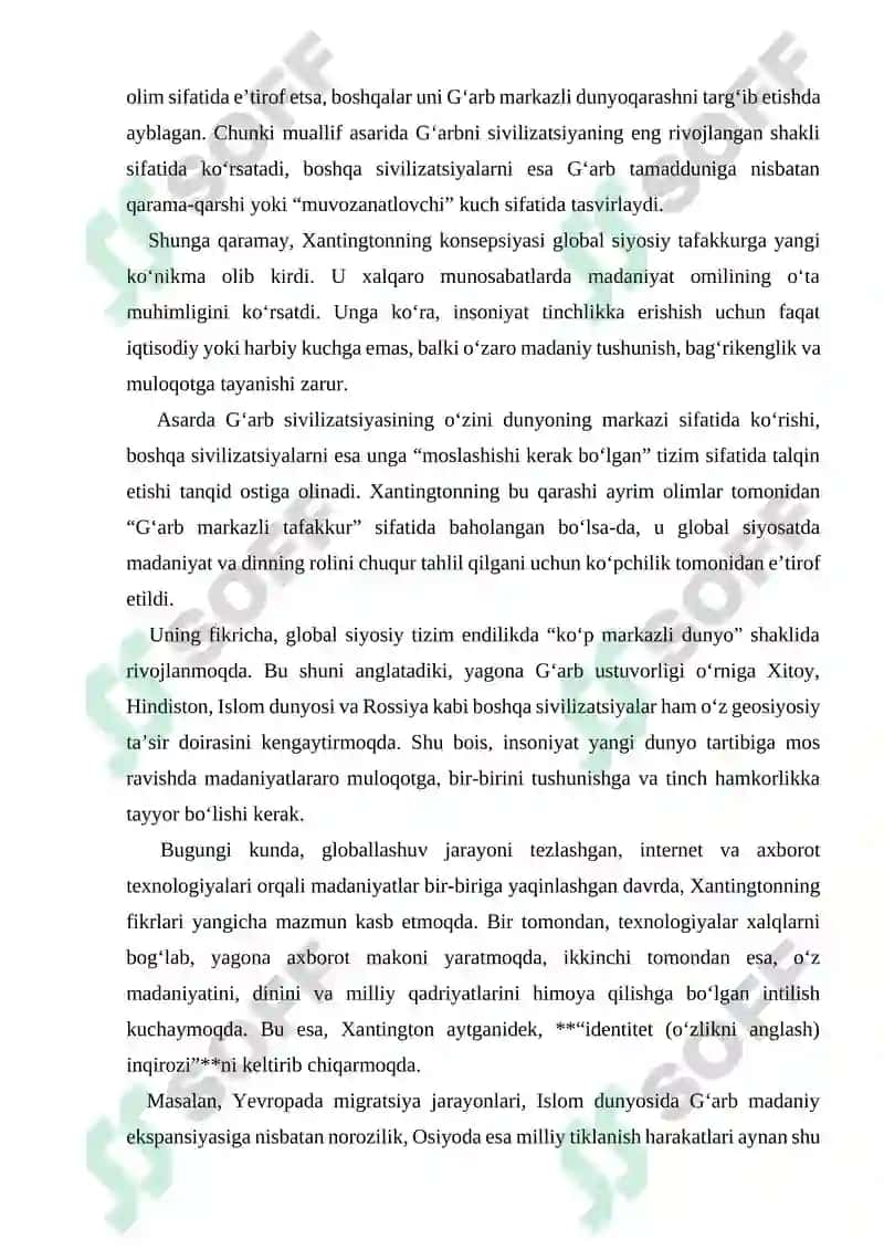 Sivilizatsiyalar to‘qnashuvi va yangi dunyo tartibi 2