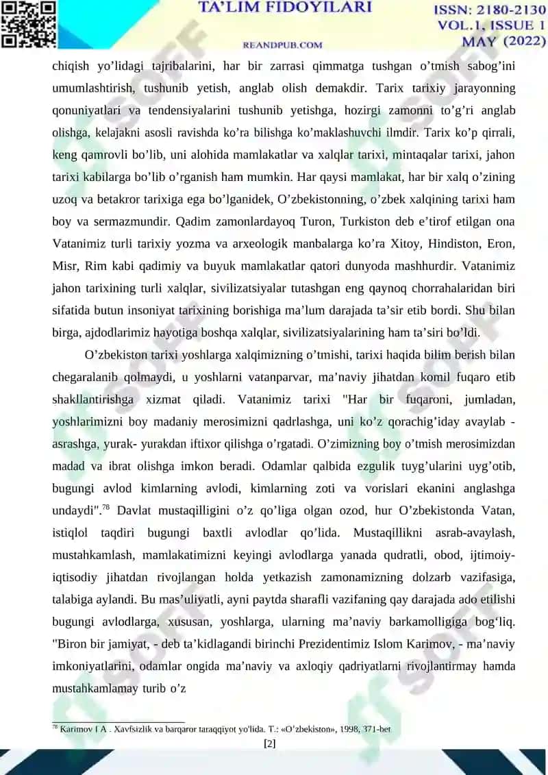 TARIX –O’TMISH VA KELAJAK KO’ZGUSI 2