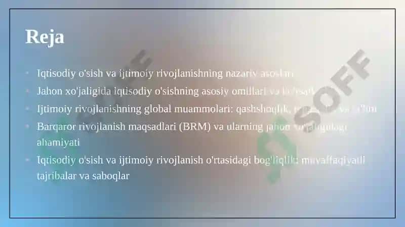 Iqtisodiyo'sish va ijtimoiy rivojlanish 2