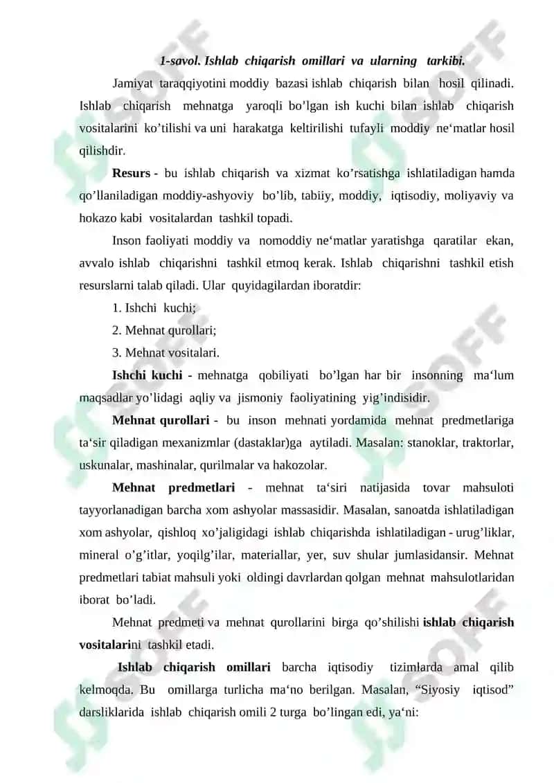 Ishlab  chiqarish  jarayoni va uning  natijalari 2