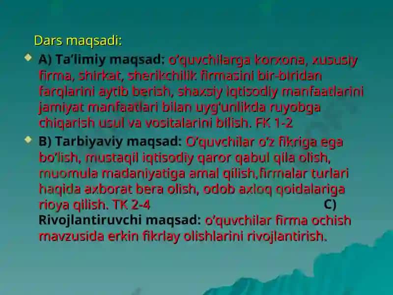 "Firma ochish" dars ishlanmasi 2