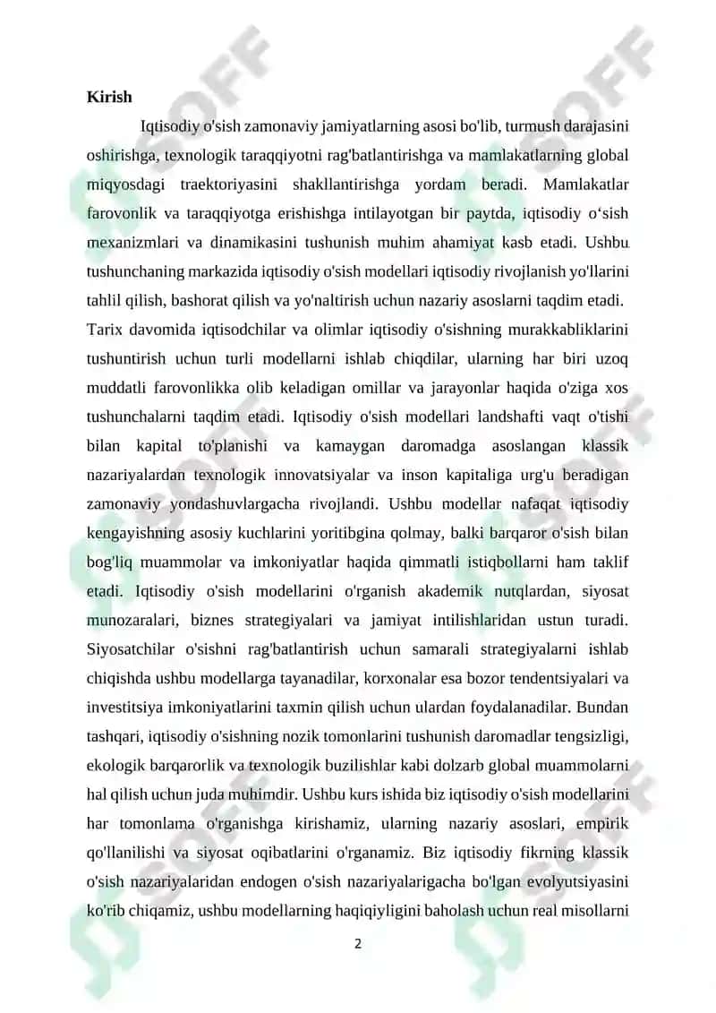 IQTISODIY OʻSISH MODELLARI 2