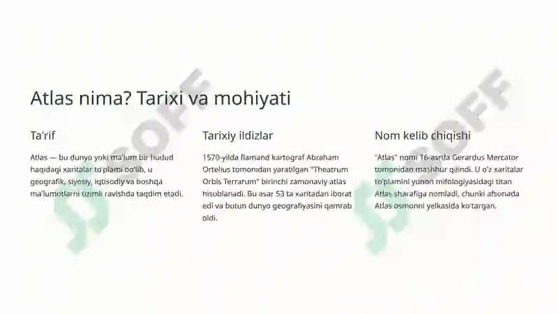 Geografik Atlaslar va Kartashunoslik Fani 2