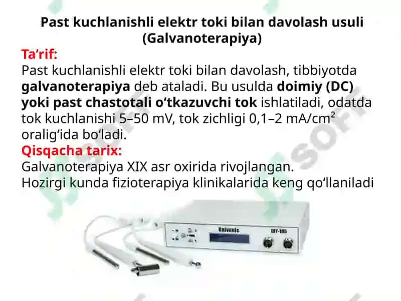 Past kuchlanishli elektr toki bilan davolash usuli (Galvanoterapiya) 2
