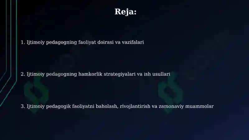 Ijtimoiy pedagogning kasbiy faoliyati o'rni 2