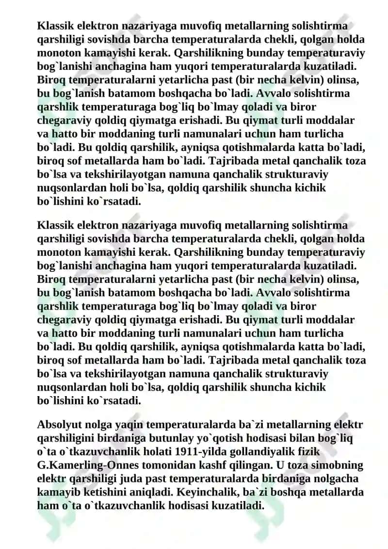 O’ta o’tkazuvchanlik va uning kvantomexanik talqini fayllar 2