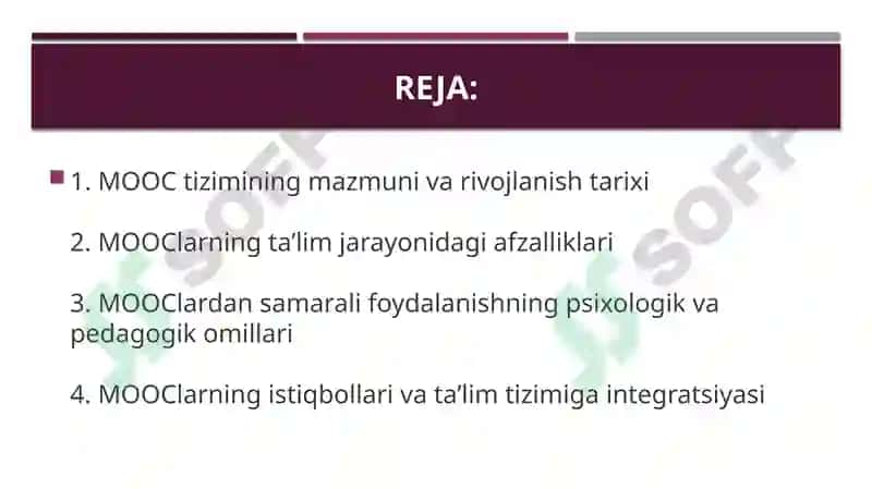 Ommaviy ochiq onlayn kurslardan(MOOC) foydalanishning samaradorligi 2