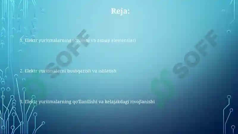 Elektr yuritmalarning tuzilishi va qo'llanish sohalari 2