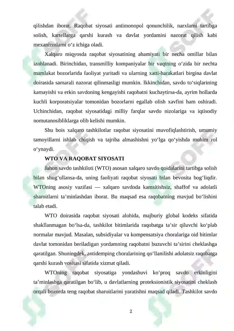 XALQARO TASHKILOTLAR VA RAQOBAT SIYOSATI: WTO VA OECD MISOLIDA 2
