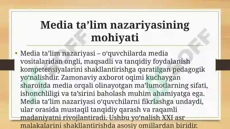 Media ta’lim nazariyasining pedagogikadagi o‘rni 2