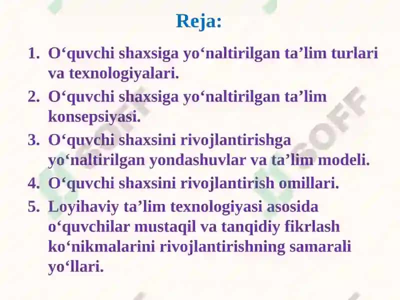 Shaxsga yо‘naltirilgan ta’lim turlari va texnologiyalari 2