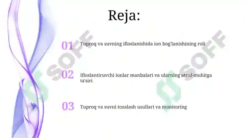Tuproq va suvning ifloslanishida ion bog'lanish 2