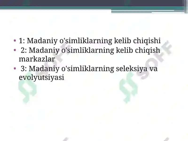 Madaniy o'simliklarning kelib chiqish markazlar 2