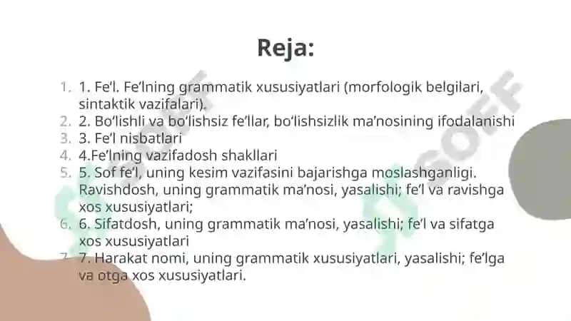 Fe’lning vazifadosh shakllari 2