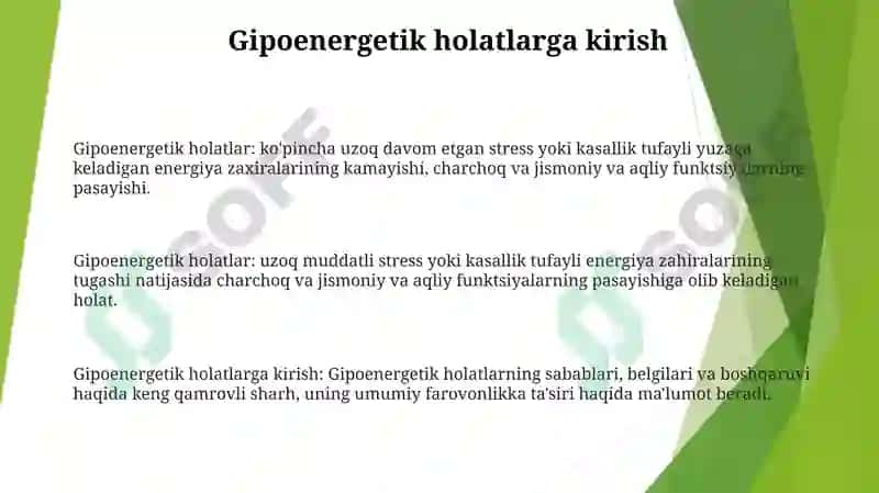 Gipoenergetik Holatlar 2