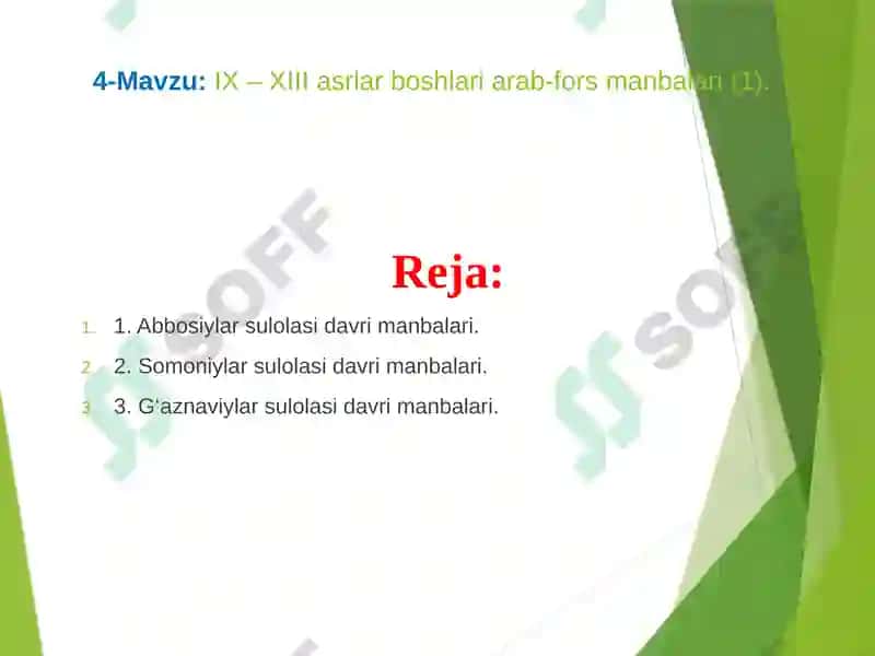 IX – XIIIasrlarboshlari arab-fors manbalari 2