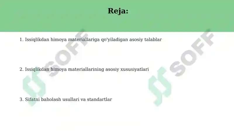 Issiqlik himoyalovchi materiallar 2