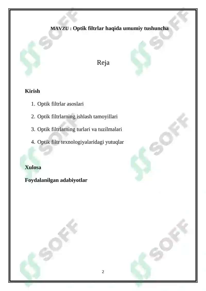 Optik filtrlar 2