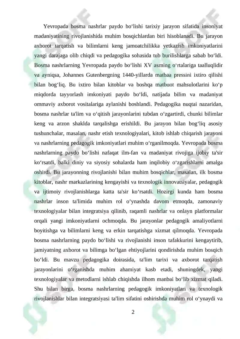 Yevropada bosma nashrlar paydo boʻlishi 2