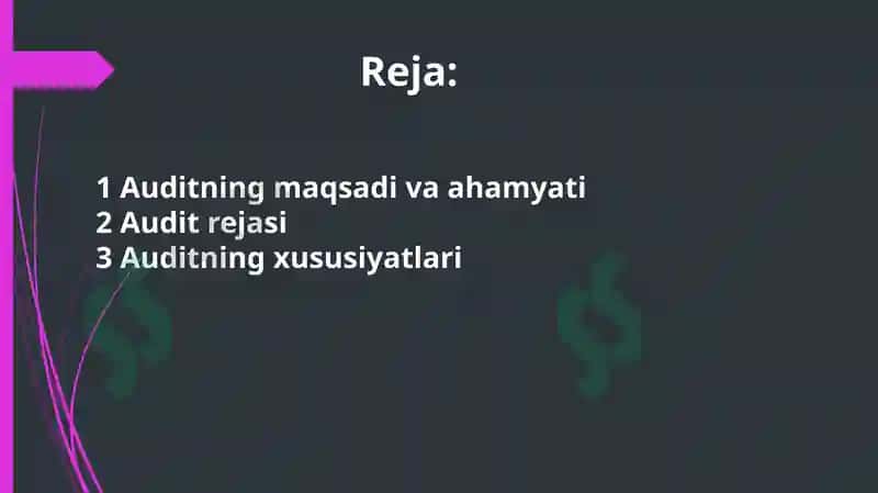 Auditning umumiy rejasi ni tayyorlash xususiyatlari 2