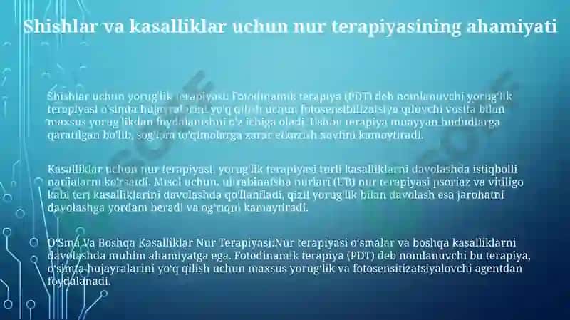 OʻSma Va Boshqa Kasalliklar Nur Terapiyasi 2