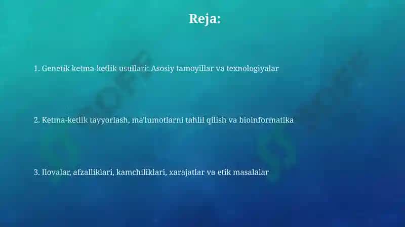 Genetik ketma-ketlik usullari 2