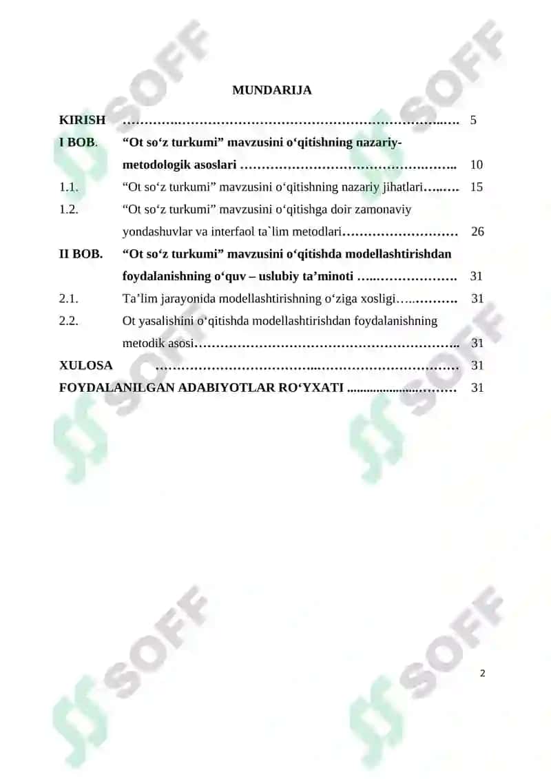 "Ot so‘z turkumi" mavzusidagi KURS ISHI 2