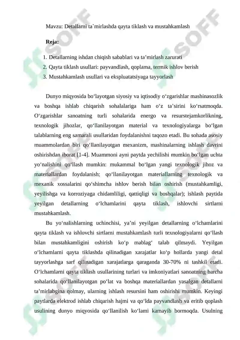 Detallarni ta`mirlashda qayta tiklash va mustahkamlash 2