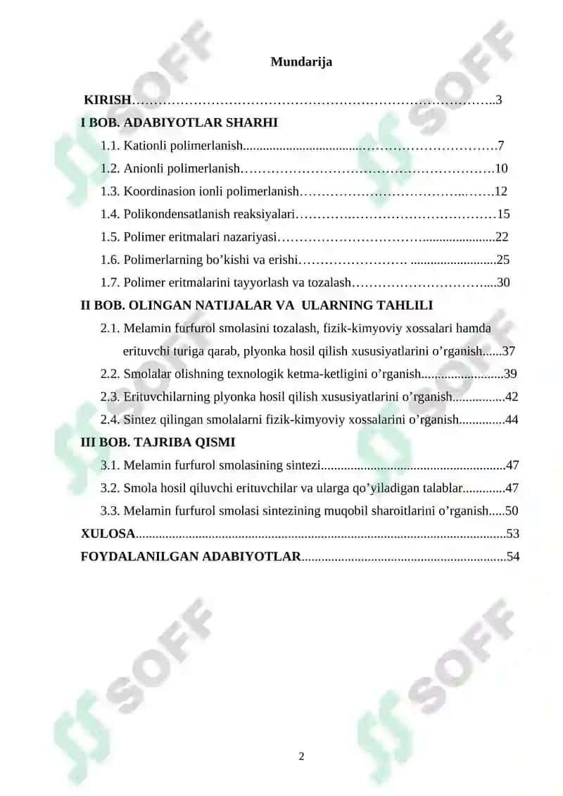 Melamin furfurol smolasini olish va xossalarini o’rganish 2