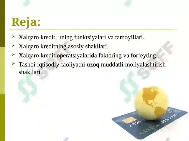 Xalqaro kredit munosabatlari 2