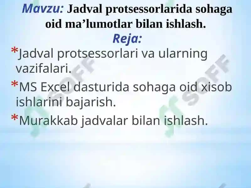 MS Excel dasturi 2