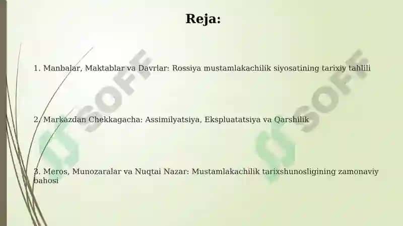 Rossiya imperiyasining mustamlaka siyosati tarixshunosligi 2