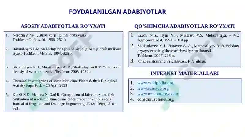 Sho‘rtob va sho‘rxok tuproqlar va ular tarkibidagi tuzlar 2