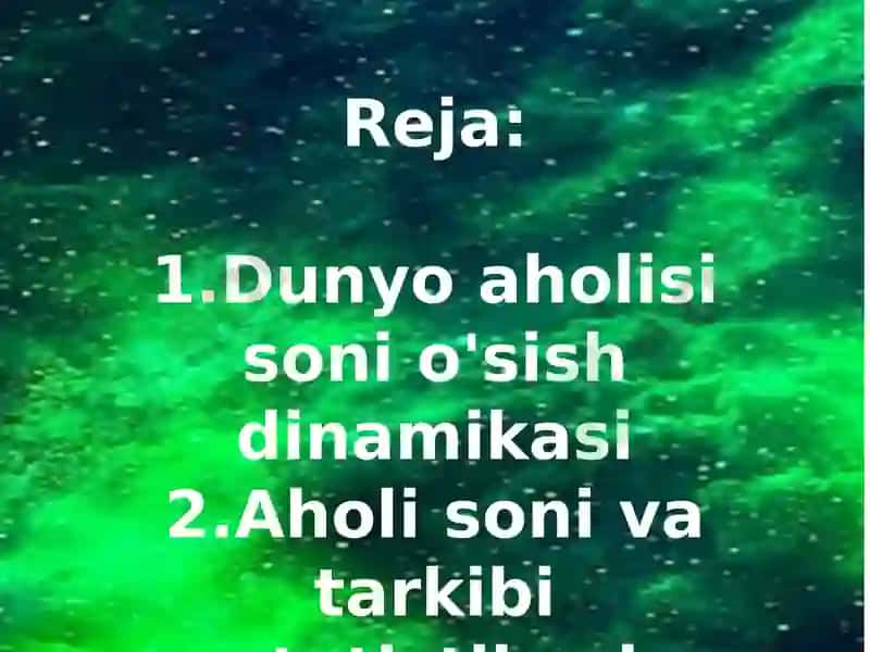 Aholi sonining istiqbolini aniqlash usullari 2