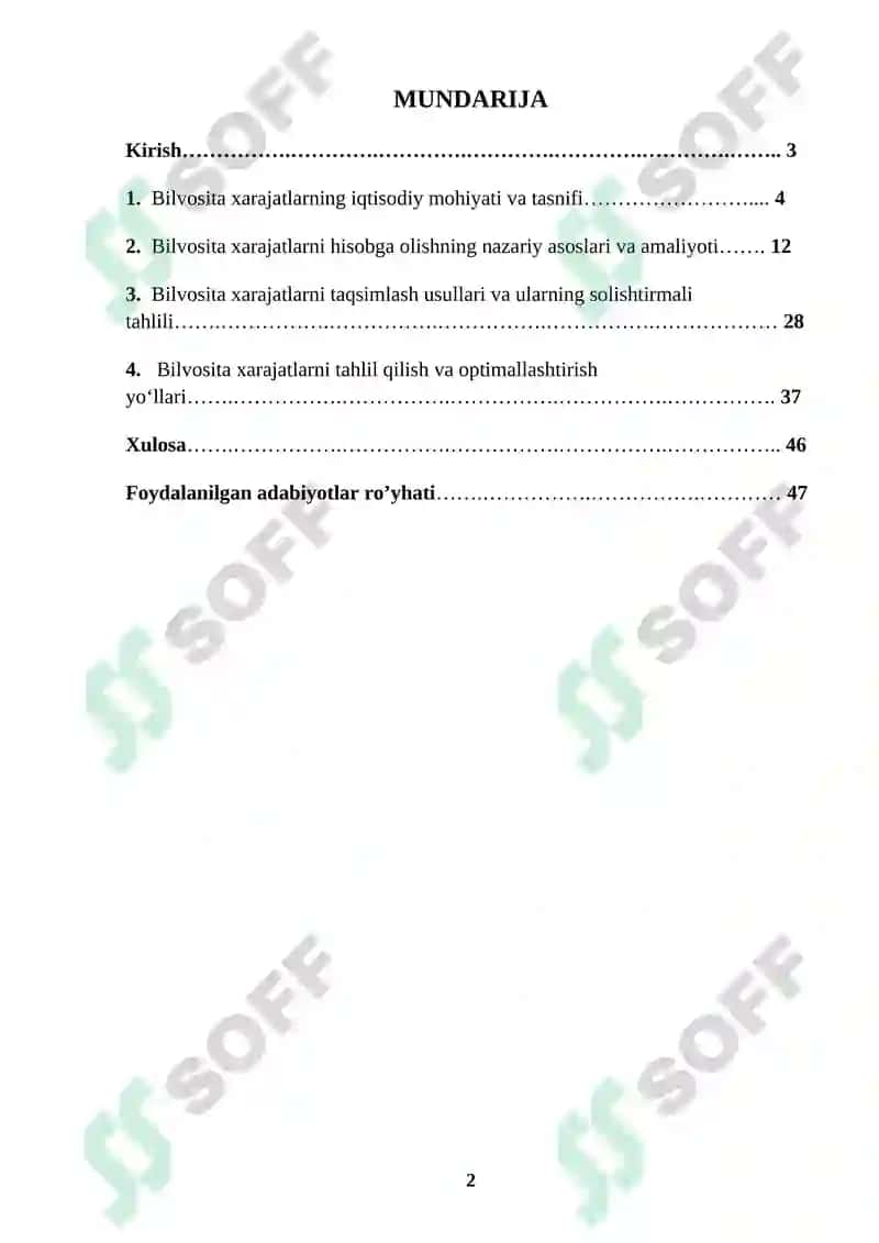Bilvosita xarajatlar hisobi 2