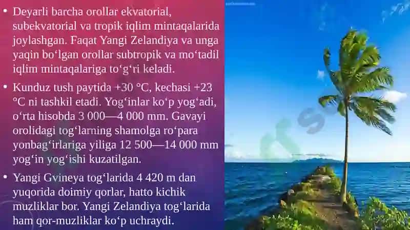Okeaniyaiqlimi, tabiat zonalarida va aholisi 2