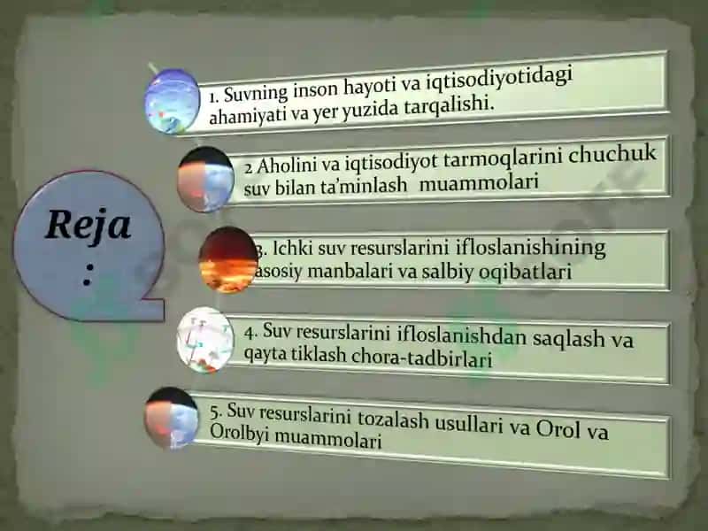 Suv resurslari muhofazasi prezentatsiya 2