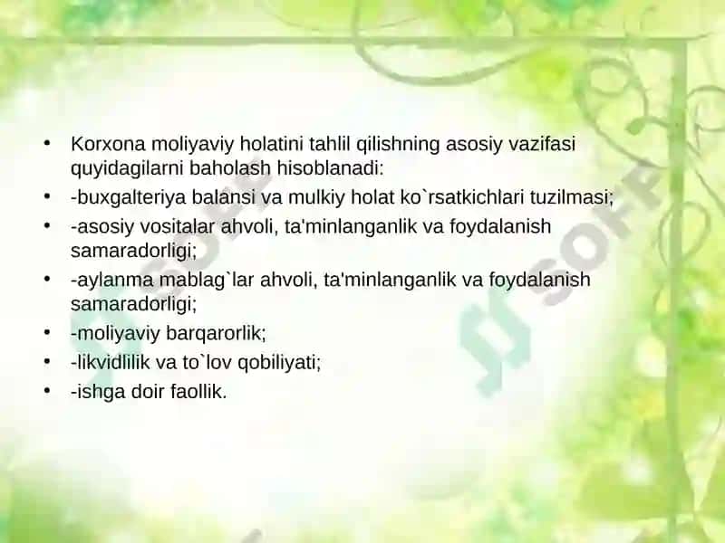 Kompaniya moliyaviy holatini baholash 2