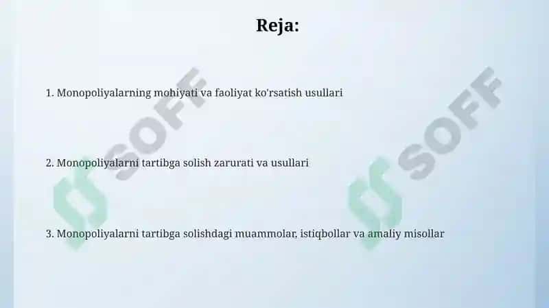 Monopoliyalarning ta'rifi va xususiyatlari 2