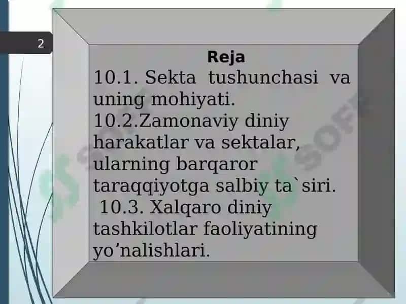 Zamonaviy diniy harakatlar va sektalar 2