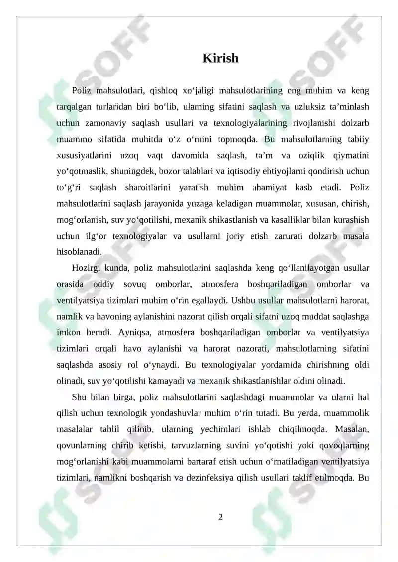 Poliz mahsulotlarini saqlash 2