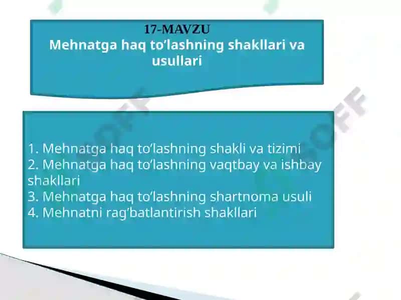 Mehnatga haq to’lashning shakllari va usullari 2